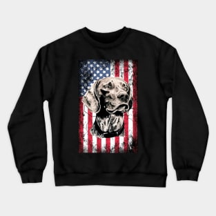 Patriotic Vizsla American Flag Crewneck Sweatshirt